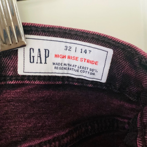 GAP High Rise Stride Wide-Leg Jeans Purple Red Size 32 14 Tall Fall Denim Wide - Picture 13 of 16
